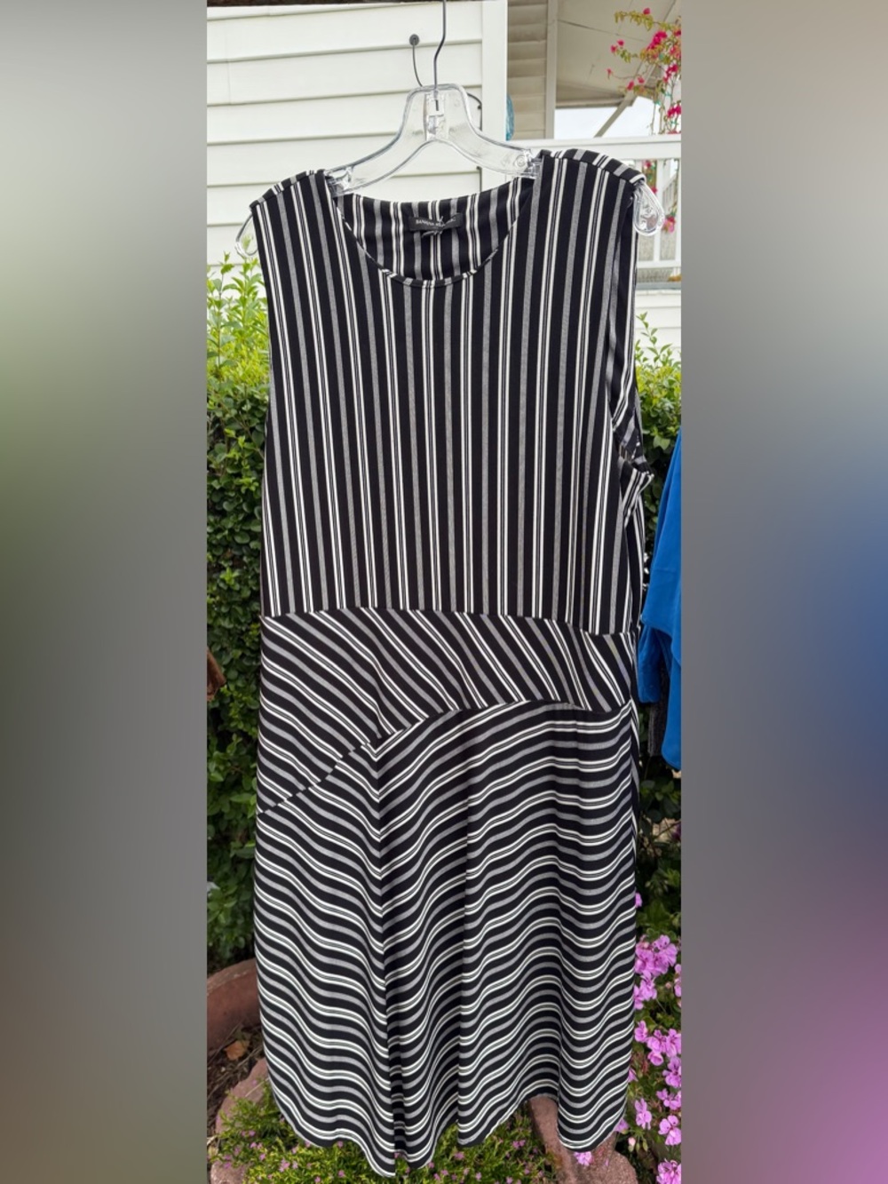 Banana Republic Black and White Striped Sleeveless Dress